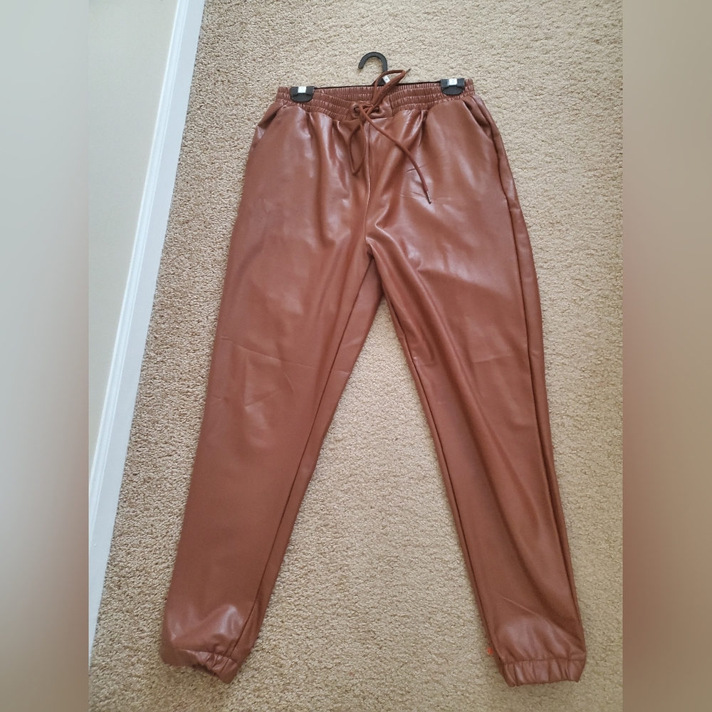 Faux Leather Joggers